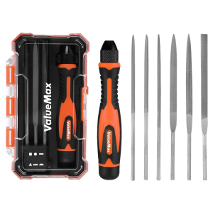 ValueMax 7PCS Interchangeable Needle File Set, Small File Set Includes Flat, Flat Warding, Round, Half-Round, Square, Triangular